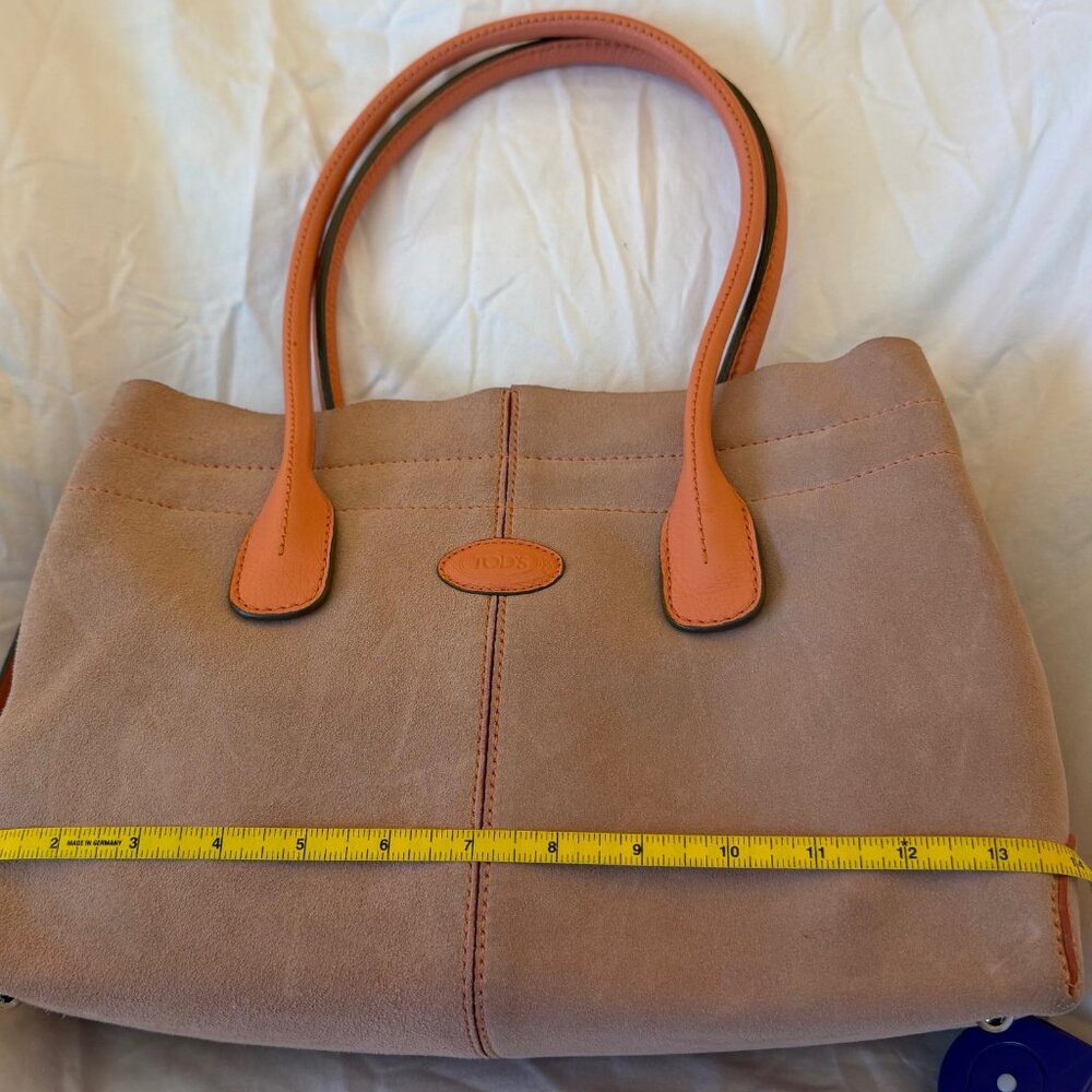 TOD'S Degas/Coral Suede Leather Tote Bag